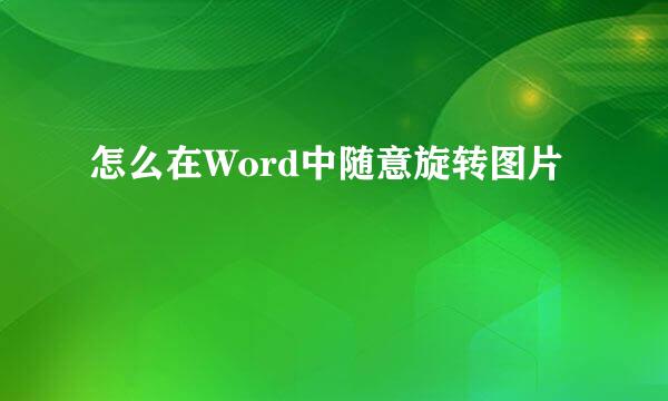 怎么在Word中随意旋转图片
