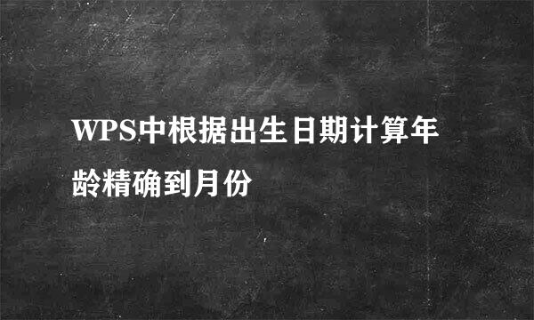 WPS中根据出生日期计算年龄精确到月份