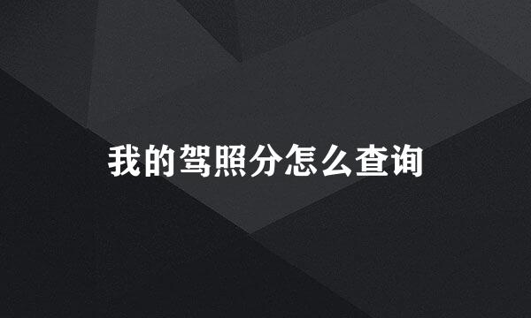 我的驾照分怎么查询