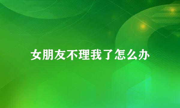 女朋友不理我了怎么办