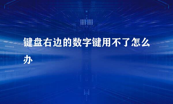 键盘右边的数字键用不了怎么办