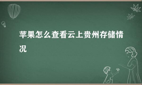 苹果怎么查看云上贵州存储情况