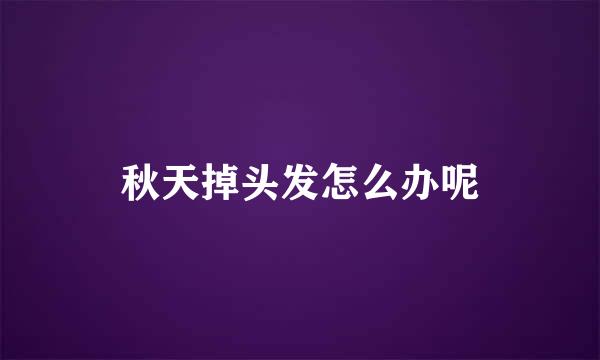 秋天掉头发怎么办呢
