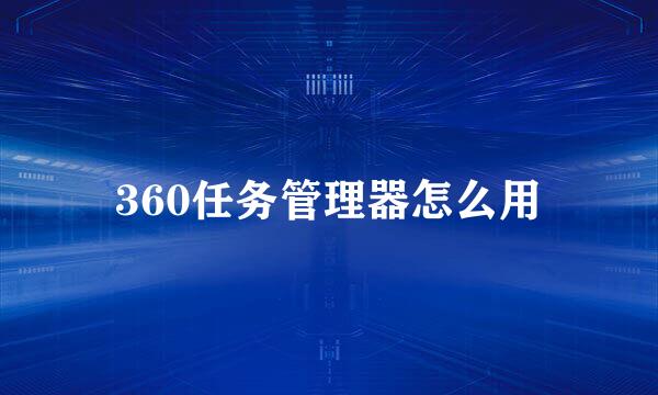 360任务管理器怎么用