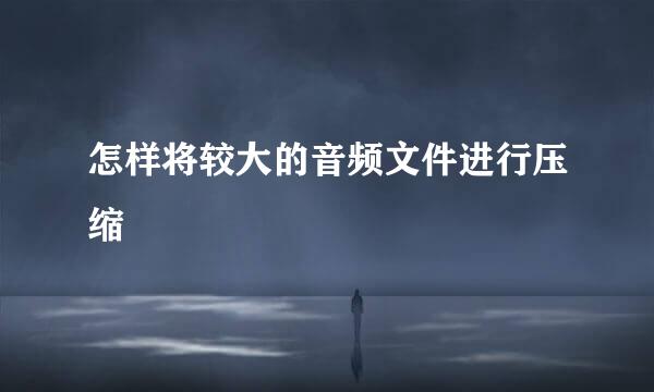 怎样将较大的音频文件进行压缩