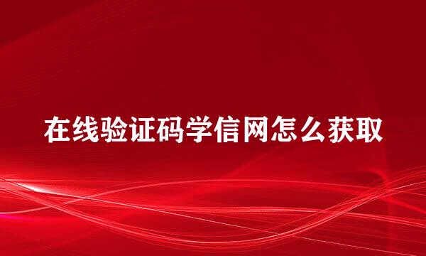 在线验证码学信网怎么获取