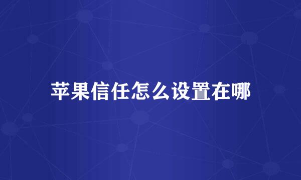苹果信任怎么设置在哪