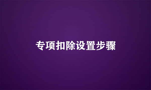 专项扣除设置步骤