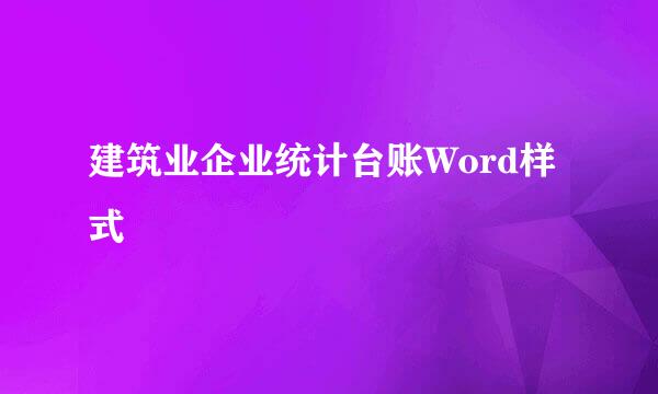 建筑业企业统计台账Word样式