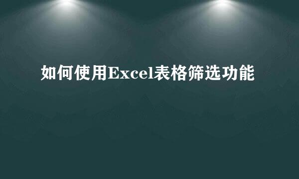 如何使用Excel表格筛选功能