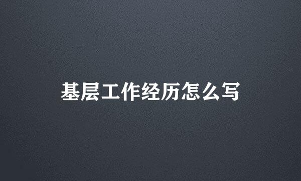 基层工作经历怎么写