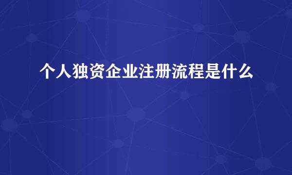 个人独资企业注册流程是什么