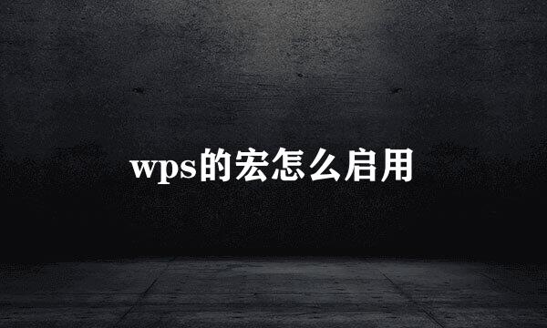 wps的宏怎么启用