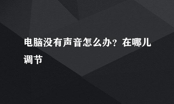 电脑没有声音怎么办？在哪儿调节