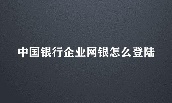 中国银行企业网银怎么登陆
