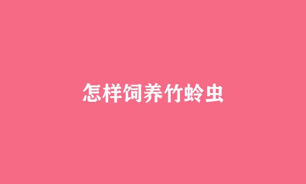 怎样饲养竹蛉虫