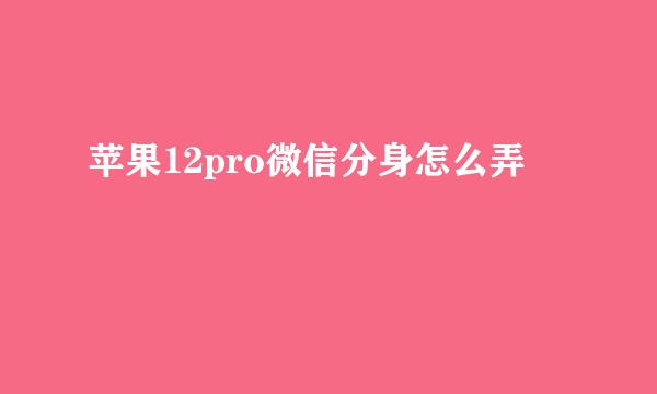 苹果12pro微信分身怎么弄