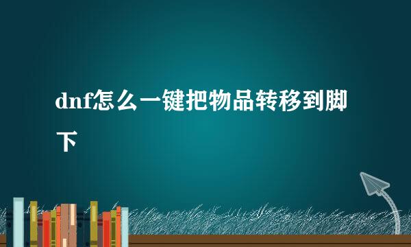 dnf怎么一键把物品转移到脚下