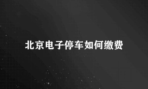 北京电子停车如何缴费