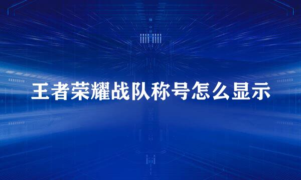 王者荣耀战队称号怎么显示