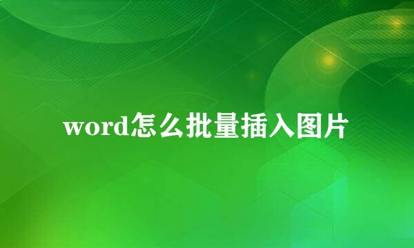 word怎么批量插入图片