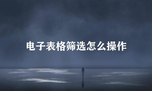 电子表格筛选怎么操作