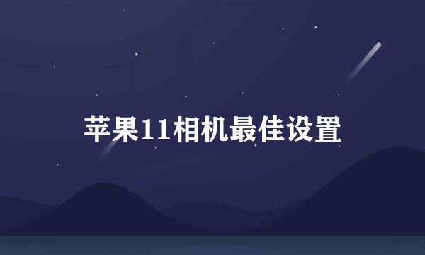 苹果11相机最佳设置