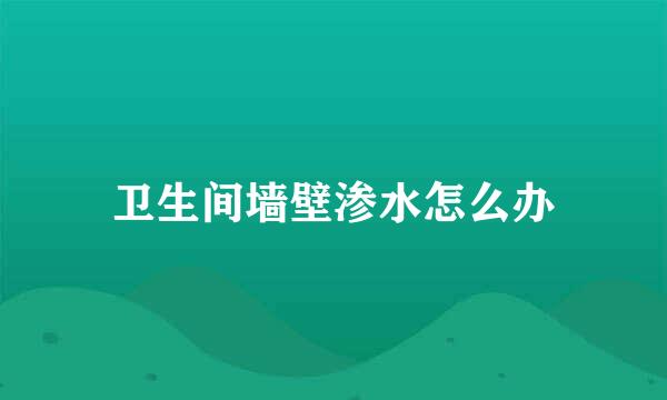 卫生间墙壁渗水怎么办