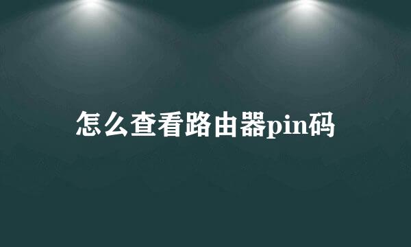 怎么查看路由器pin码
