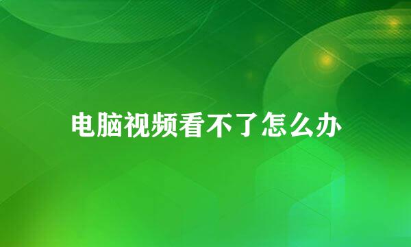 电脑视频看不了怎么办