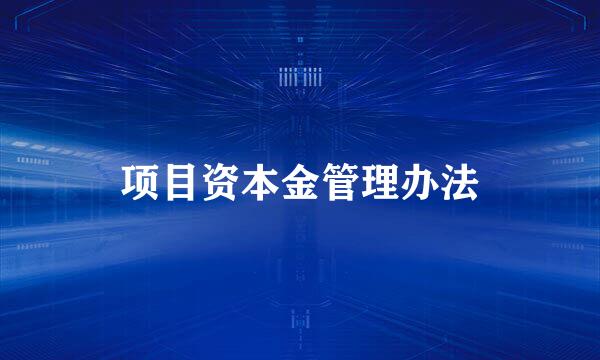 项目资本金管理办法