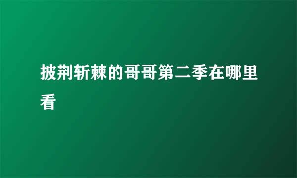 披荆斩棘的哥哥第二季在哪里看