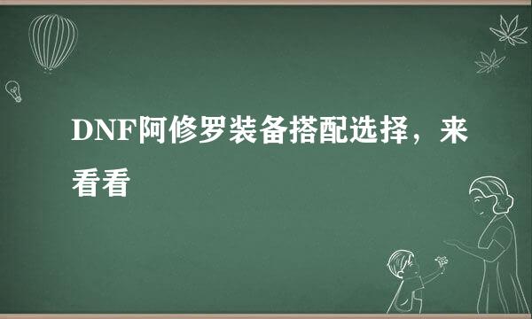 DNF阿修罗装备搭配选择，来看看