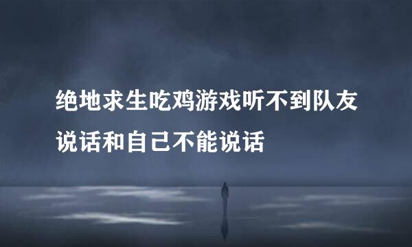 绝地求生吃鸡游戏听不到队友说话和自己不能说话