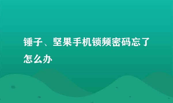 锤子、坚果手机锁频密码忘了怎么办