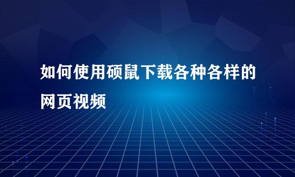 如何使用硕鼠下载各种各样的网页视频