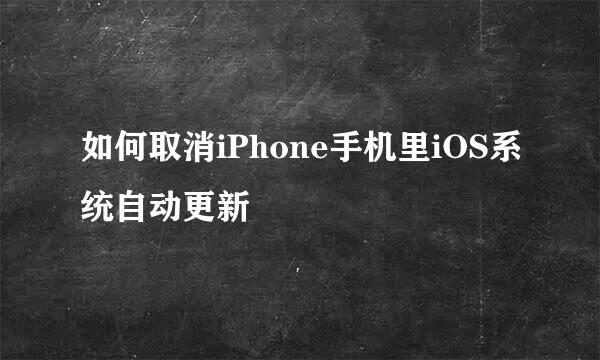 如何取消iPhone手机里iOS系统自动更新
