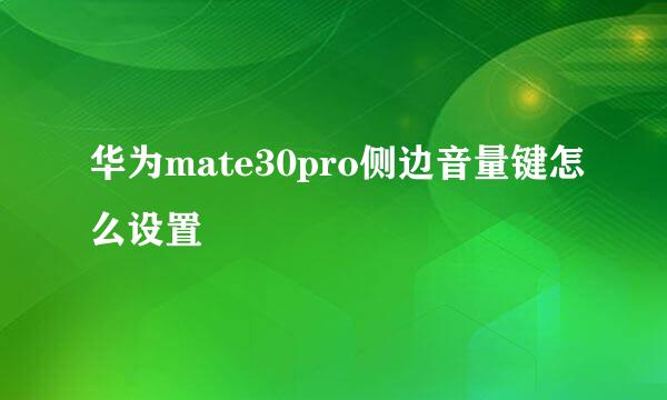 华为mate30pro侧边音量键怎么设置