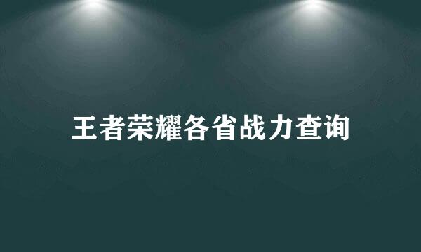 王者荣耀各省战力查询