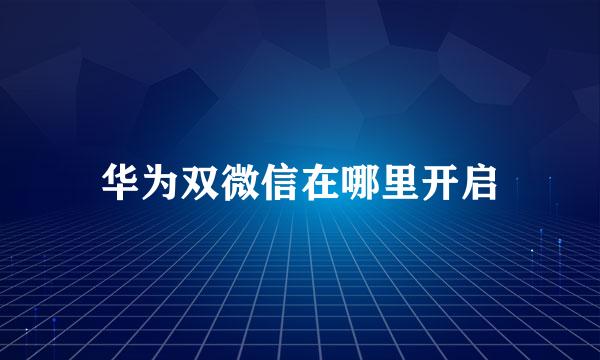 华为双微信在哪里开启
