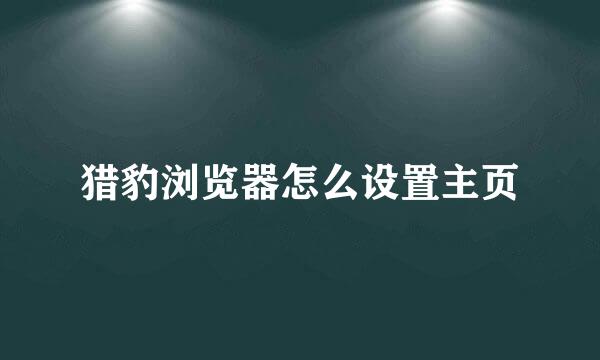 猎豹浏览器怎么设置主页