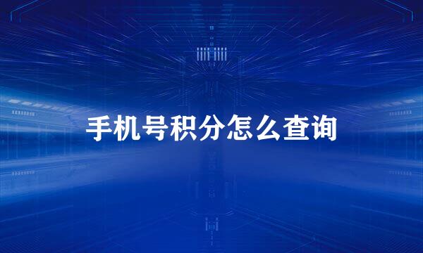 手机号积分怎么查询