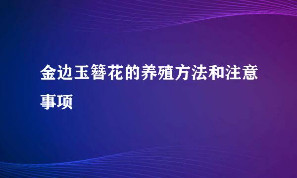 金边玉簪花的养殖方法和注意事项