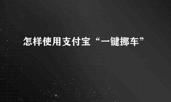 怎样使用支付宝“一键挪车”