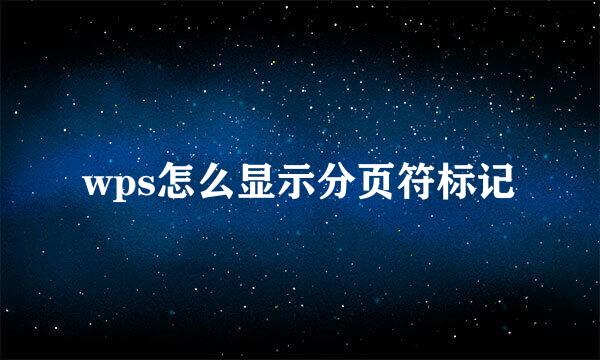 wps怎么显示分页符标记