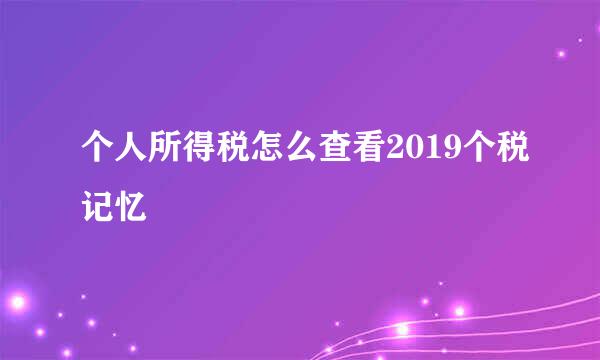 个人所得税怎么查看2019个税记忆