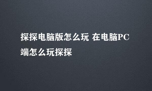 探探电脑版怎么玩 在电脑PC端怎么玩探探