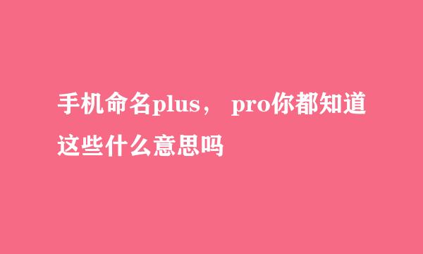 手机命名plus， pro你都知道这些什么意思吗