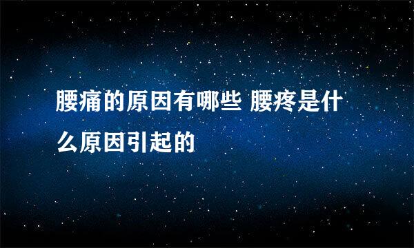 腰痛的原因有哪些 腰疼是什么原因引起的