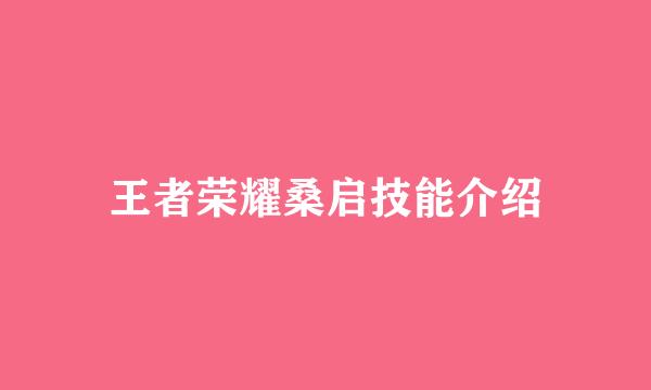 王者荣耀桑启技能介绍
